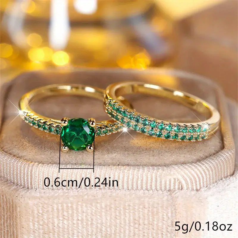 Serena Jewel Pair Ring Set | Gold
