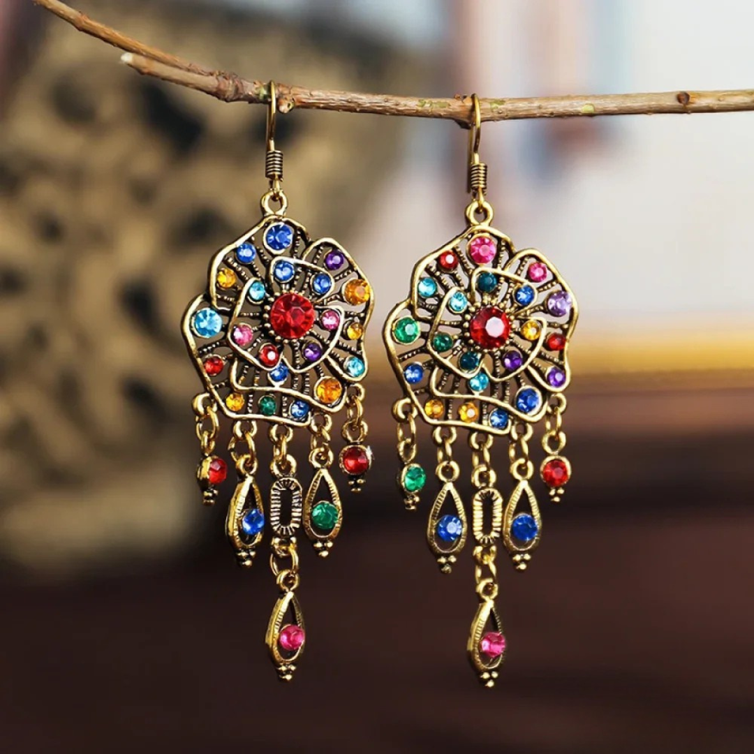 Retro Fargerike Mandala Earrings
