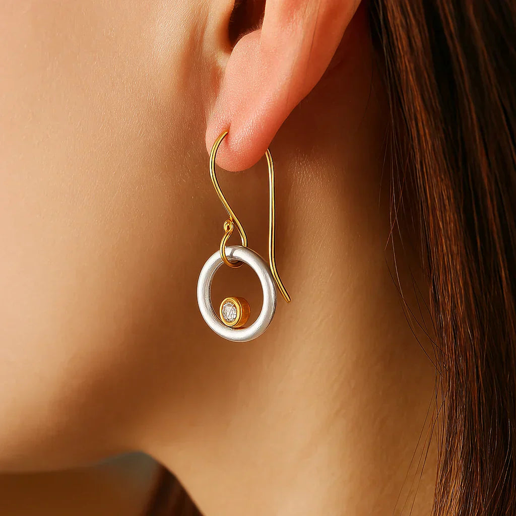 Retro Gulls & Silver Zirkonia Earrings