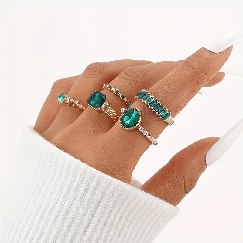 Zarina Luxe Emerald Ring Collection | Gold
