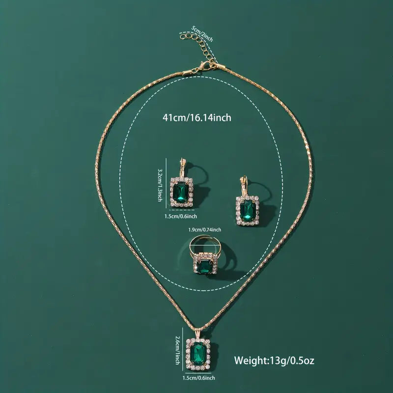 Sylvara Emeraldshade Jewelry Set | Weißgold