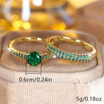 Selena Emerald Pair Ring Collection | Gold