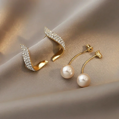 Chic Pearl Drop Gold Earrings