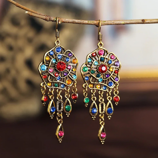 Retro Fargerike Mandala Earrings