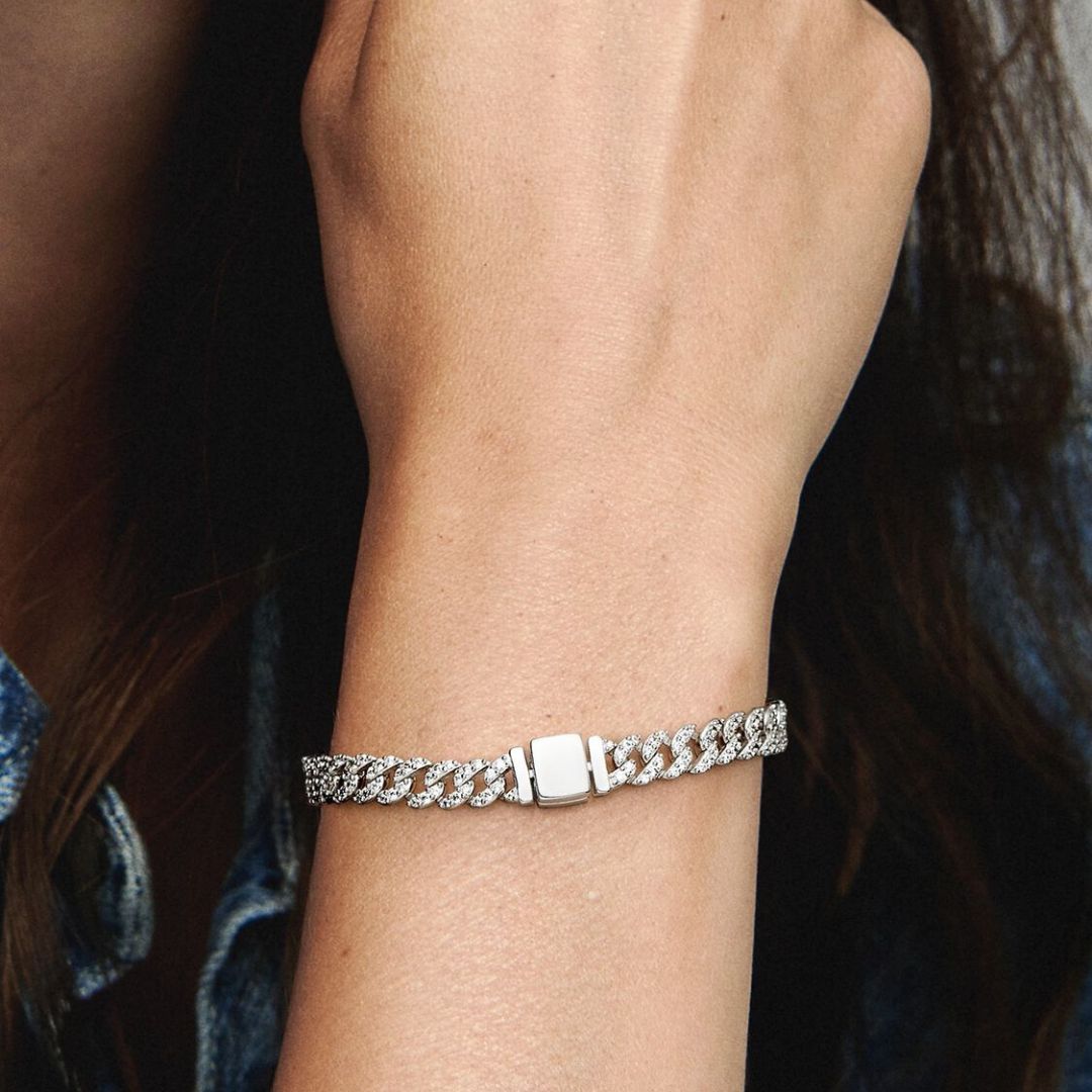 Kubanisches Armband | Platinweiß