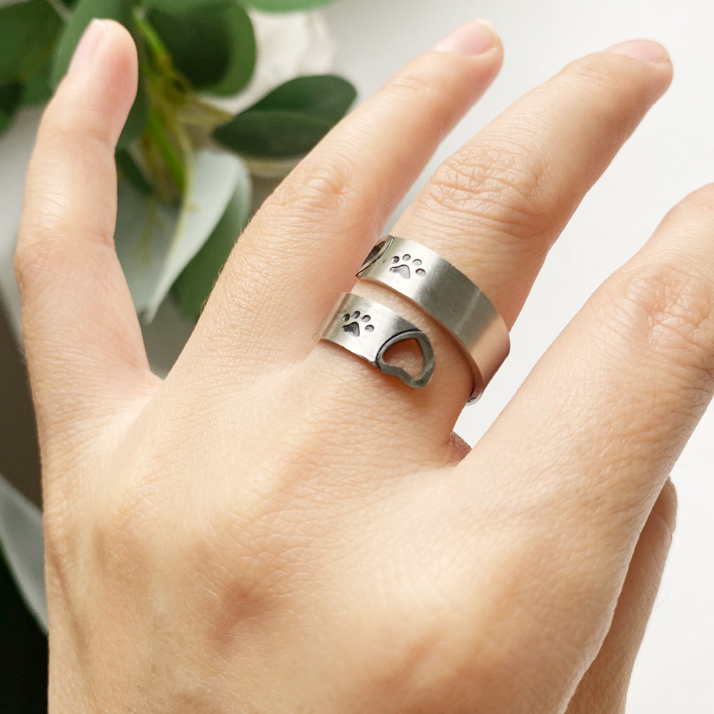 Twilight Paws & Heart Spiral Ring