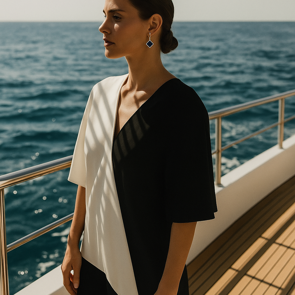 Keto | Ohrringe mit rechteckigen schwarzen Edelsteinen