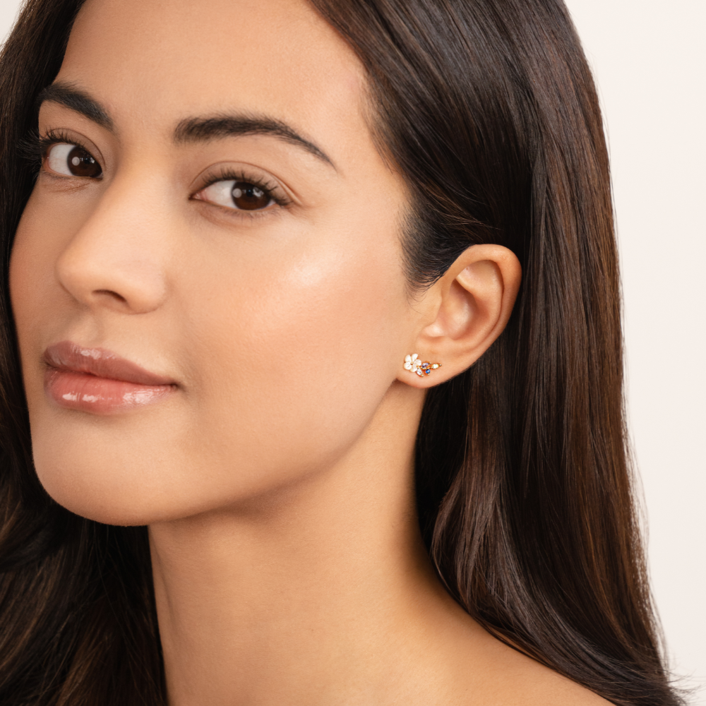 Kristallklar Weiße Blumen Ohrringe