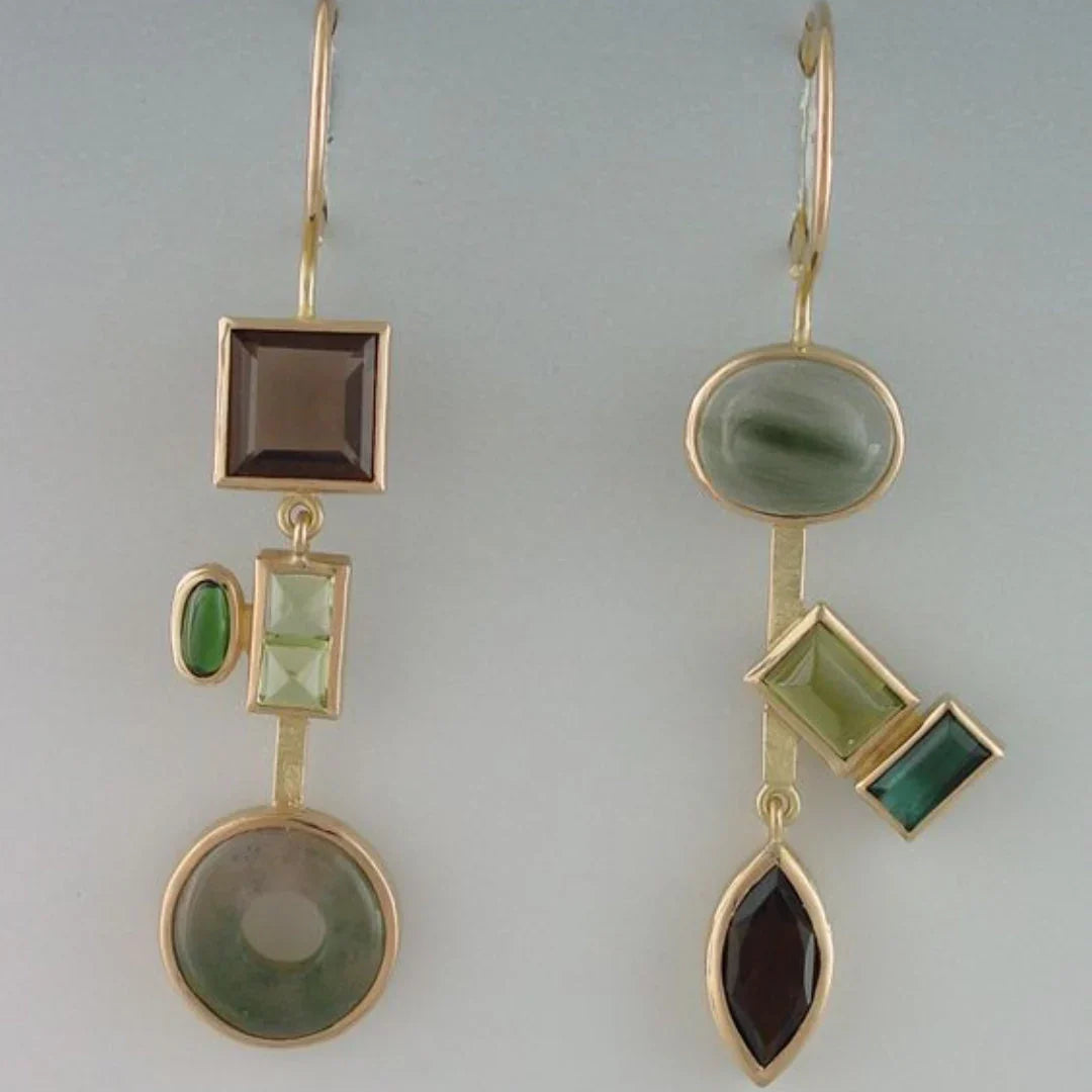 Retro Anhänger Kristall Wald Øreringe | Guld