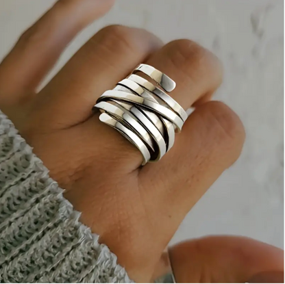 Joy - Retro Tykk Lag Sterling Silver Ring