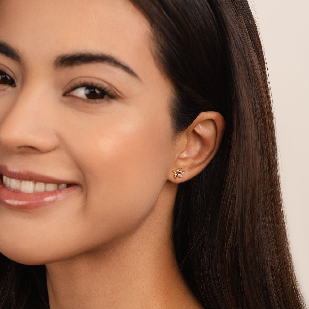 Kristall Eleganz Blatt Ohrringe