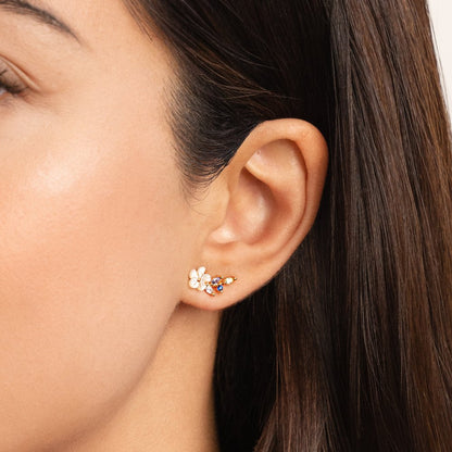 Kristallklar Weiße Blumen Ohrringe