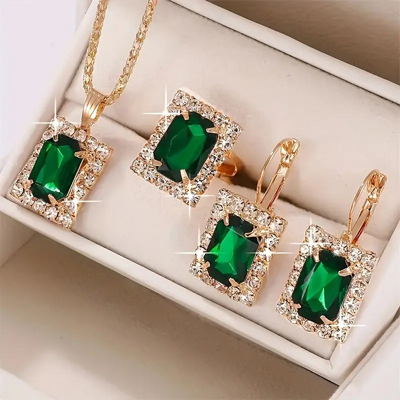 Sylvara Emeraldshade Jewelry Set | Weißgold