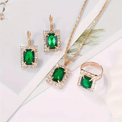 Sylvara Emeraldveil Schmuckset | Weißgold