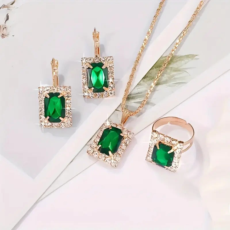 Sylvara Emeraldshade Jewelry Set | Weißgold