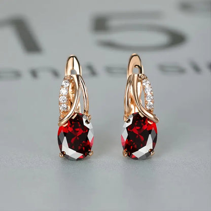 Veressa Ruby Red Earrings | Gold