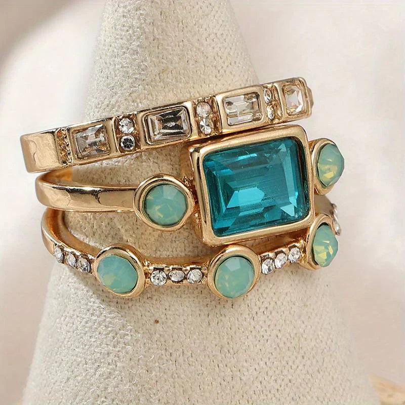 Azure Serenity Ring-Set | Gold